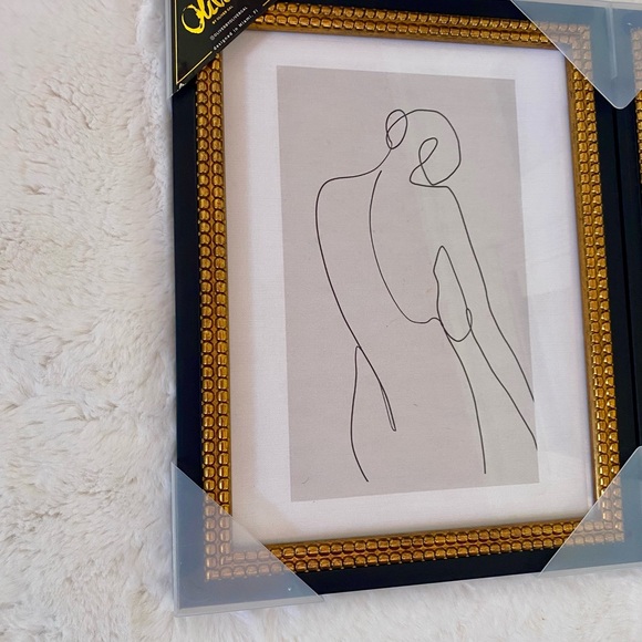 NEW Oliver Gal Set: 2 Black Gold Frame Line Art Nude Woman Art Canvas Matching - Picture 2 of 8